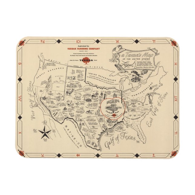 Magnet Flexible A Texan's Map of the United States (Horizontal)