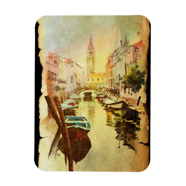 Magnet Flexible A View Of The Canal With Boats And Buildings (Vertical)