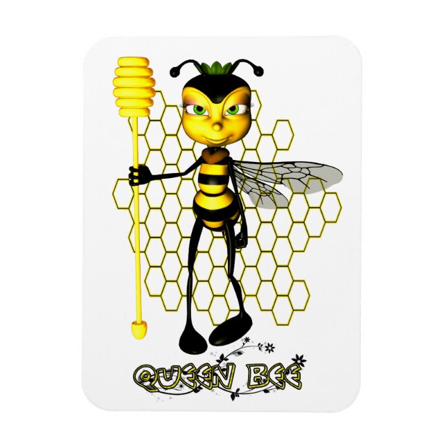 Magnet Flexible Abeille jaune et noire avec nid d'abeille (Vertical)