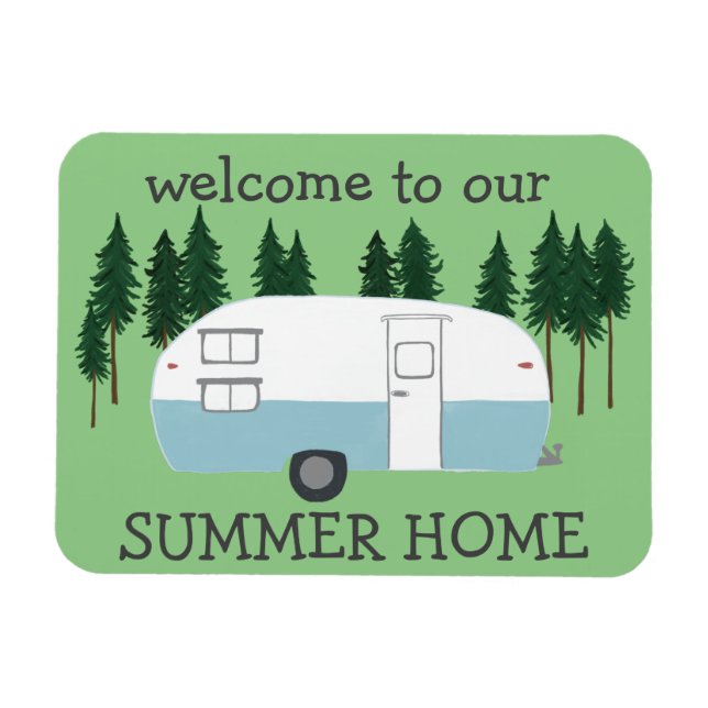 Magnet Flexible ACCUEIL ÉTÉ Camper Trailer RVing Whimsical (Horizontal)