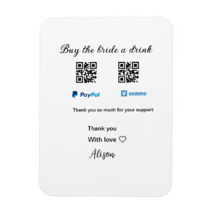 Magnet Flexible Acheter une boisson à la mariée donation QR Venmo