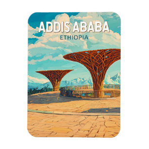 Magnet Flexible Addis-Abeba Éthiopie Voyage Art Vintage