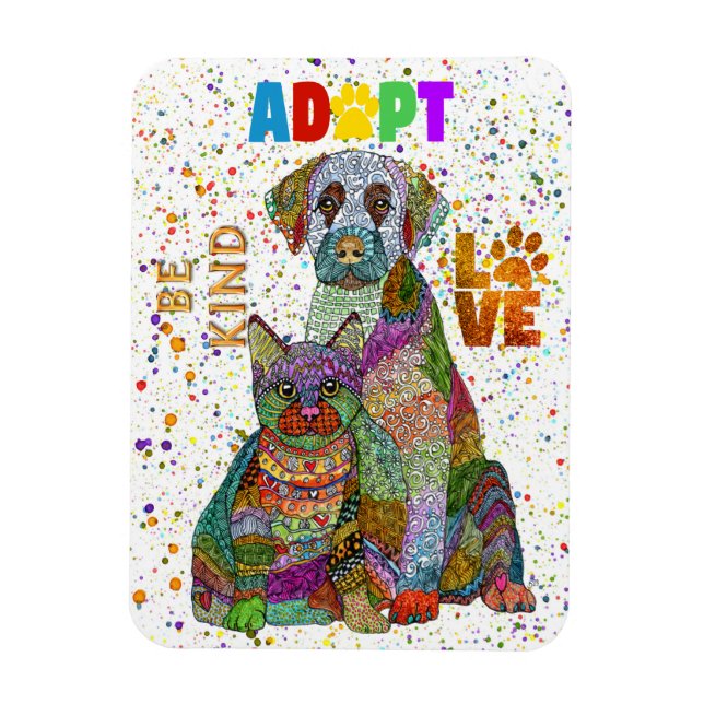 Magnet Flexible Adoption de chien et de chat et Secourir être amou (Vertical)