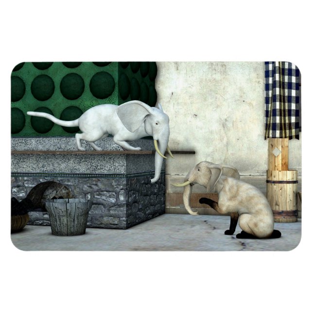 Magnet Flexible adorable chats éléphants (Horizontal)