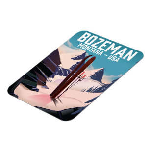 Magnet Flexible Affiche de ski de Bozeman Montana