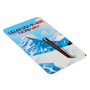 Magnet Flexible Affiche de ski de Lillehammer Norvège.