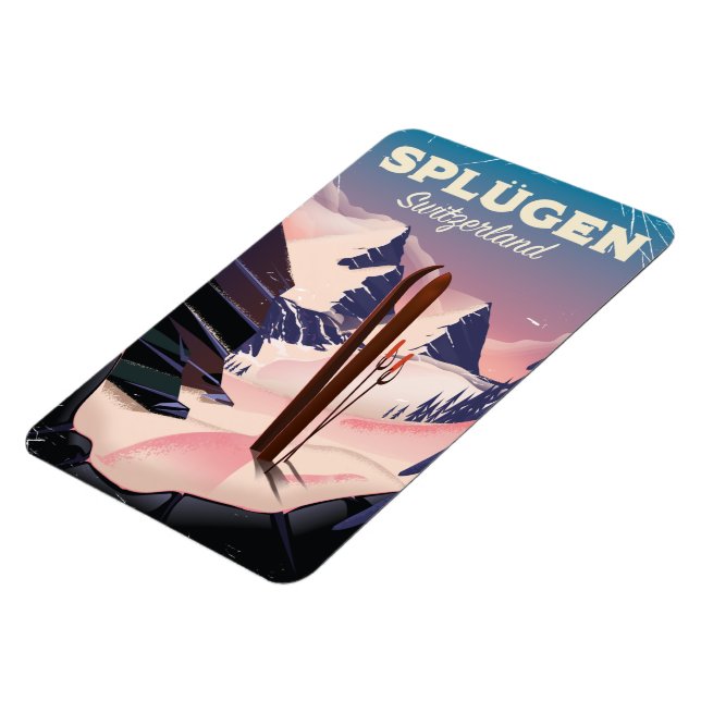 Magnet Flexible affiche de ski de splügen Suisse (Côté Gauche)