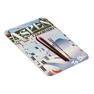 Magnet Flexible Affiche de ski de style vintage Aspen Colorado.
