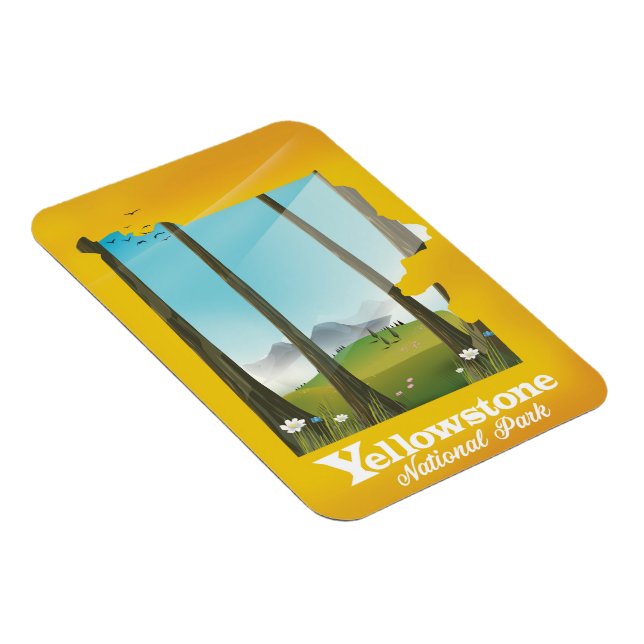 Magnet Flexible Affiche de vacances du parc national Yellowstone. (Côté Droit)