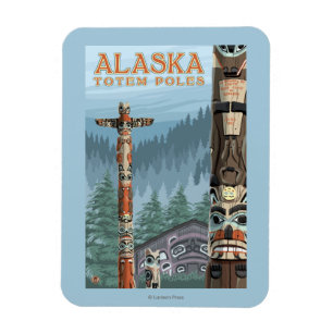 Magnet Flexible Affiche de Vintage voyage de village de totem de