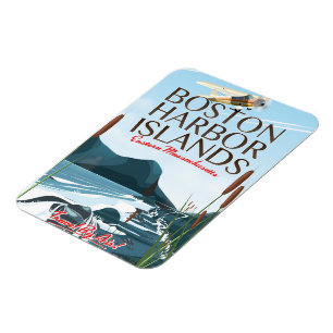 Magnet Flexible Affiche de vol du Massachusetts du port de Boston