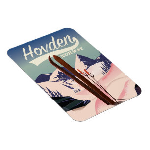 Magnet Flexible Affiche de voyage à ski Hovden Norvège.