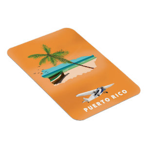 Magnet Flexible Affiche de voyage carte illustrée de Porto Rico.