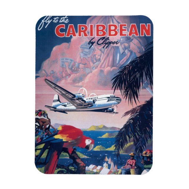Magnet Flexible Affiche De Voyage D'Avion De Mer Survolant Les Car (Vertical)