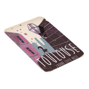 Magnet Flexible Affiche de voyage de dessin animé de Toulouse Fran