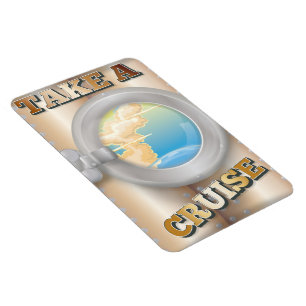 Magnet Flexible Affiche de voyage de dessin animé Take a Cruise
