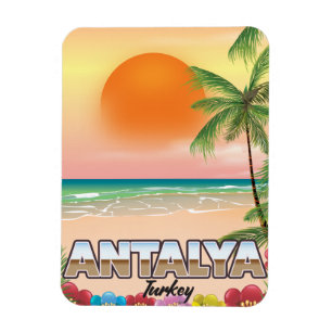 Magnet Flexible Affiche de voyage de la plage d'Antalya Turquie