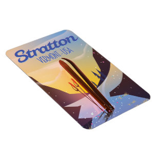 Magnet Flexible Affiche de voyage de ski à Stratton Vermont