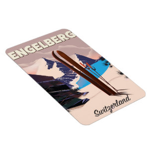 Magnet Flexible Affiche de voyage de ski Engelberg Suisse