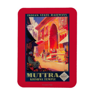 Magnet Flexible Affiche de voyage de temple de Muttra Krishna