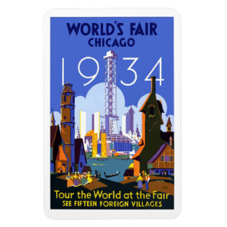 Magnet Flexible Affiche de voyage d'époque World's Fair Chicago, 1