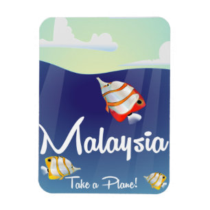 Magnet Flexible Affiche de voyage dessin animé Malaisie