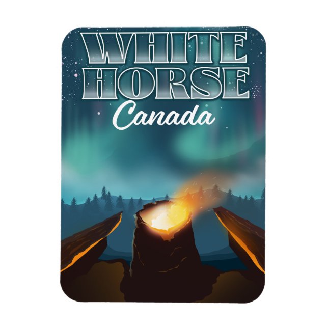Magnet Flexible Affiche de voyage du Canada du Cheval blanc (Vertical)