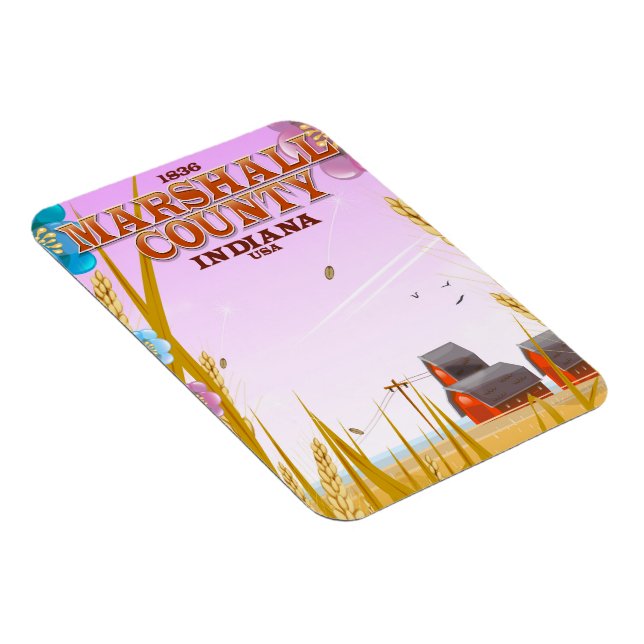 Magnet Flexible Affiche de voyage du comté de Marshall '1836' Indi (Côté Droit)