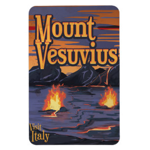 Magnet Flexible Affiche de voyage du volcan Vésuve