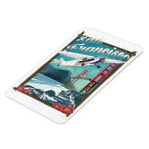 Magnet Flexible Affiche de voyage en avion pour San Francisco