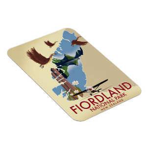 Magnet Flexible Affiche de voyage Parc national de Fiordland Nouve