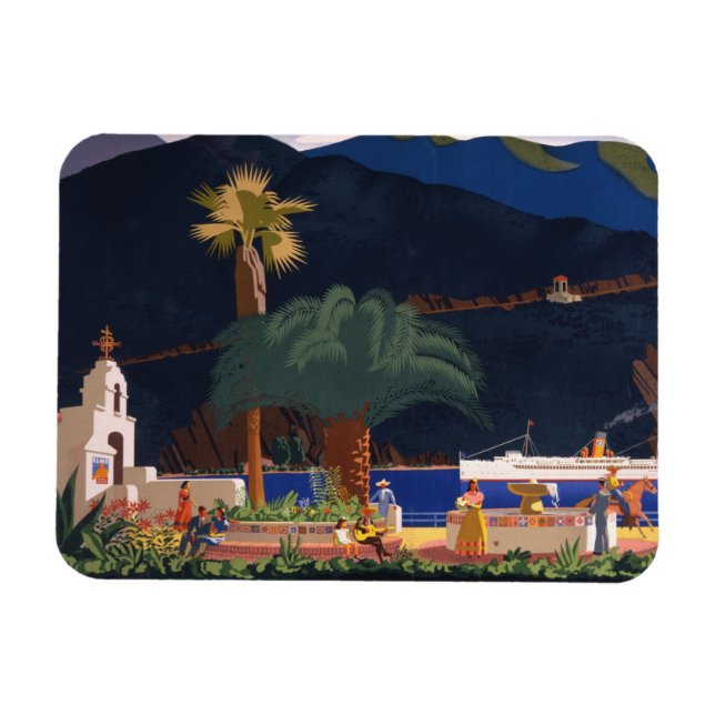 Magnet Flexible Affiche de voyage - Père Noël Catalina Island, Cal (Horizontal)