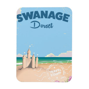 Magnet Flexible Affiche de voyage vintage au bord de la mer à Swan
