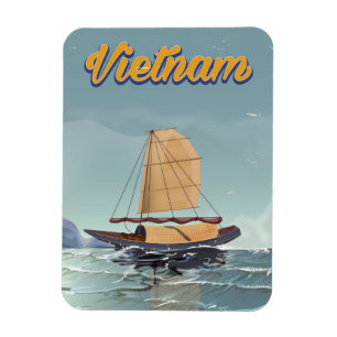 Magnet Flexible Affiche de voyage vintage bateau de pêche Vietnam