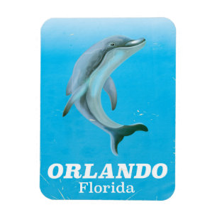 Magnet Flexible Affiche de voyage vintage dauphin Orlando Floride