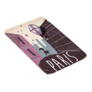 Magnet Flexible Affiche de voyage vintage de chat Paris.