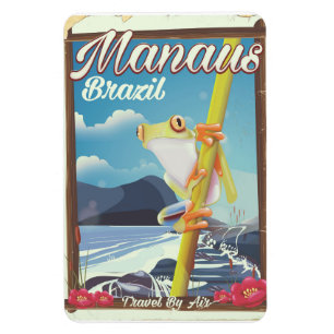 Magnet Flexible Affiche de voyage vintage de Manaus Brésil