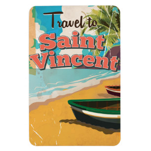 Magnet Flexible Affiche de voyage vintage de Saint-Vincent.