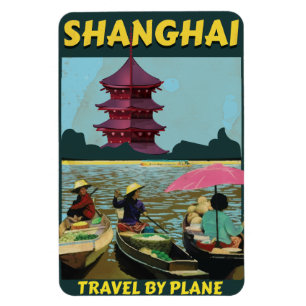 Magnet Flexible Affiche de voyage vintage de Shanghai
