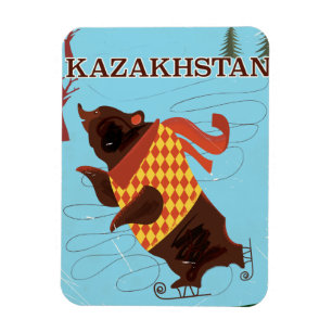 Magnet Flexible affiche de voyage vintage dessin animé kazakhstan