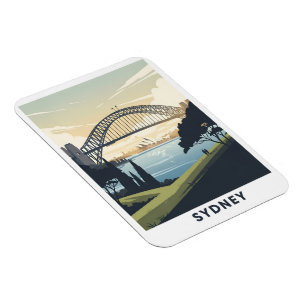 Magnet Flexible Affiche de voyage vintage du port de Sydney