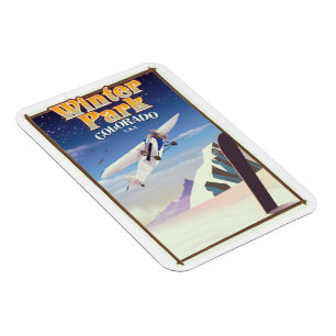 Magnet Flexible affiche de voyage vintage du Winter Park colorado