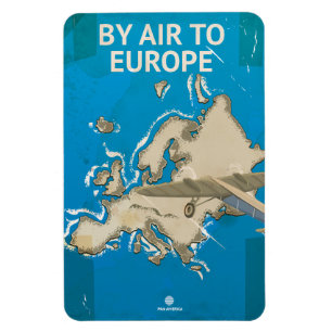 Magnet Flexible Affiche de voyage vintage en avion pour l'Europe