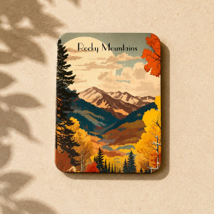 Magnet Flexible Affiche de voyage vintage Montagnes Rocheuses