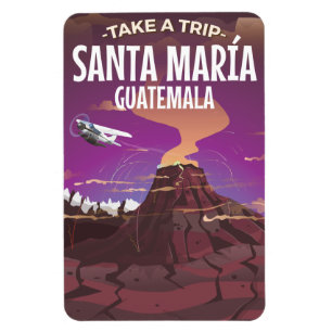 Magnet Flexible Affiche de voyage vintage père Noël María Guatemal