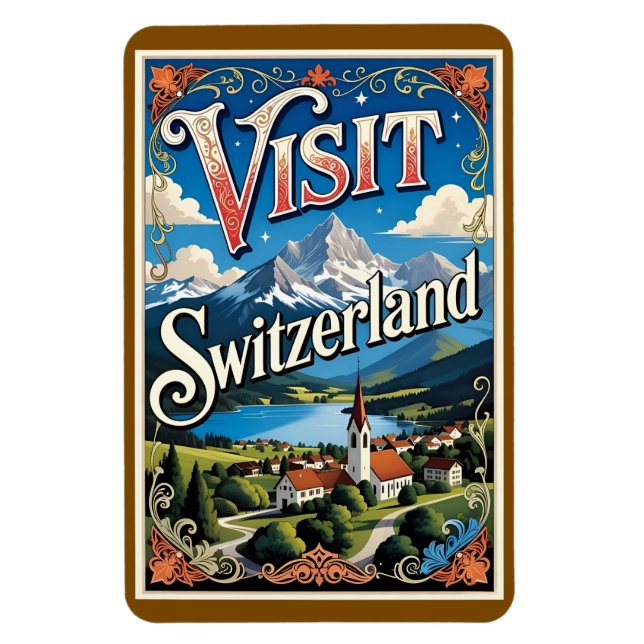 Magnet Flexible Affiche de voyage, Visitez la Suisse, (Vertical)