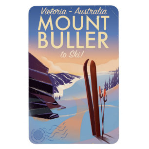 Magnet Flexible Affiche vintage de ski de Buller Australie de bât