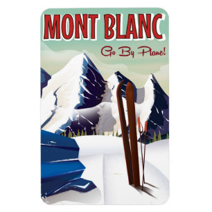 Magnet Flexible Affiche vintage de voyage de ski de Mont Blanc