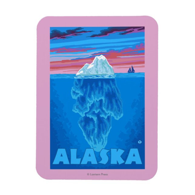 Magnet Flexible Affiche Vintage voyage AlaskaIceberg (Vertical)