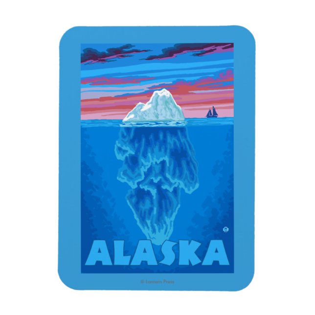 Magnet Flexible Affiche Vintage voyage AlaskaIceberg (Vertical)